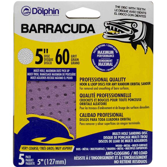 Barracuda 5" Pro Quality Sanding Discs, 60 Grit, 5-Pack image number 0