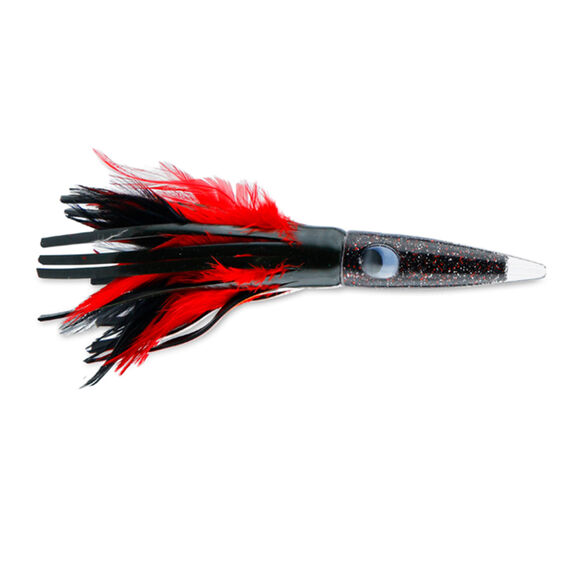 9" C&H, Wahoo Whacker Feather Lure, Black Foil/Red Feather Skirt image number 0