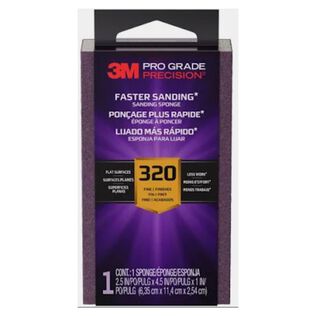 3M Pro Grade Precision Faster Sanding Sanding Block Sponge FSB320-PGP-1T, 2.5in x 4.5in x 1in, 320 grit, 1 Each