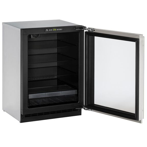 24" Stainless Glass Door Refrigerator, LHH Lock image number 2