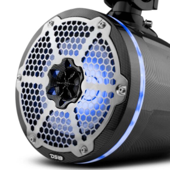 HYDRO 8" Marine Tower Speakers with Integrated RGB LED Lights, 375 Watts, Black Carbon Fiber image number 1