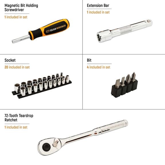 27-Piece 1/2" Drive Mechanics Tool Set image number 1