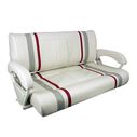 Double Bucket Bench Seat, White Upholstery with Red and Gray Stripes image number 0