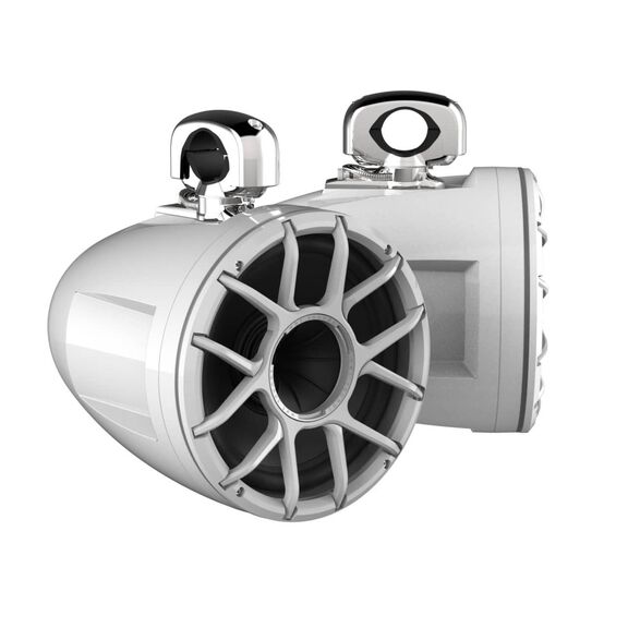 REV 12 HD White 12" Marine Tower Speakers with XZ-W Grille & RGB LED Rings (Pair) image number 0