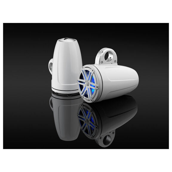 M3-770ETXv3-Gw-S-Gw-i 7.7" Enclosed Marine Coaxial Speaker System, Gloss White, White Sport Grilles with RGB LED Lighting image number 1
