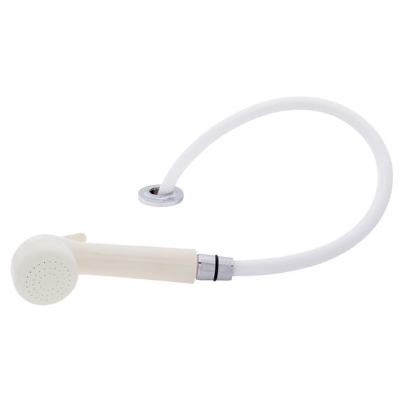 Deck-Mount Sprayer Large Warm White Sprayer No Hook, 10' White Rubber Hose, Low Profile Holder image number 1