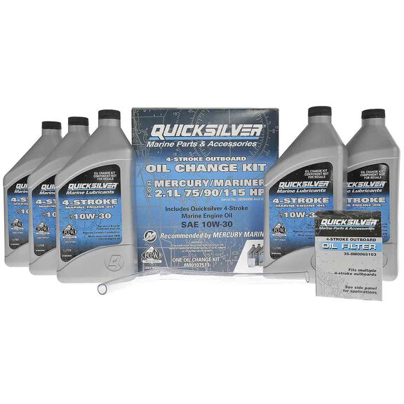 10W-30 Oil Change Kit for 4-stroke 75hp, 90hp and 115hp Mercury 2.1L Outboards image number 0