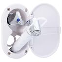Trinidad Transom Shower Cold Only, Arctic White Cup & Lid, Hammer-Head Arctic White Sprayer, 6' White Rubber Hose, Chrome Trinidad Handle image number 2