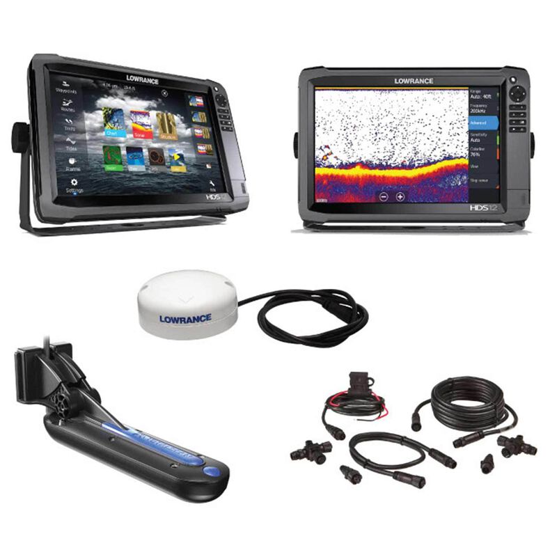 LOWRANCE HDS-12/12 G3 Navigation System in a Box with Two HDS GEN3 12  Units, Transducer, GPS Antenna, N2K Starter Kit and Cables