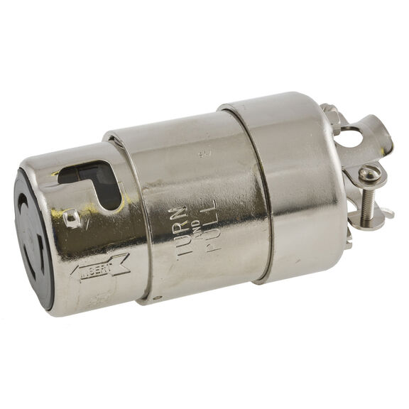 Hubbell Marine Locking Connector, 3P4W, 50A 125/250V,Stainless Steel image number 1
