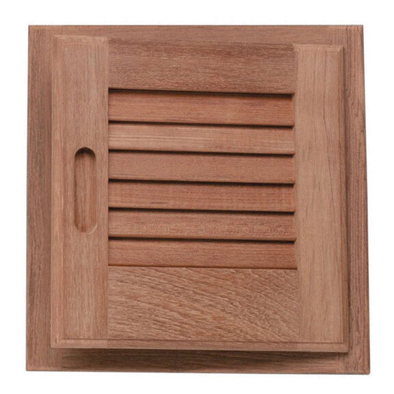 15" x 15" Teak Louvered Door & Frame, Left Hand Opening image number 0