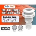 SEAFLO 5/8" Thru Hull Fitting with Check Valve, Polypropylene/Nylon, White, 1-Pack image number 1