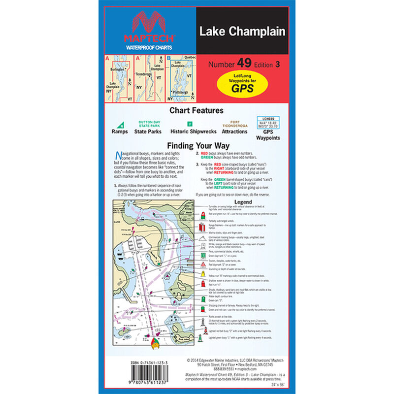 MAPTECH Lake Champlain, 3rd Edition West Marine
