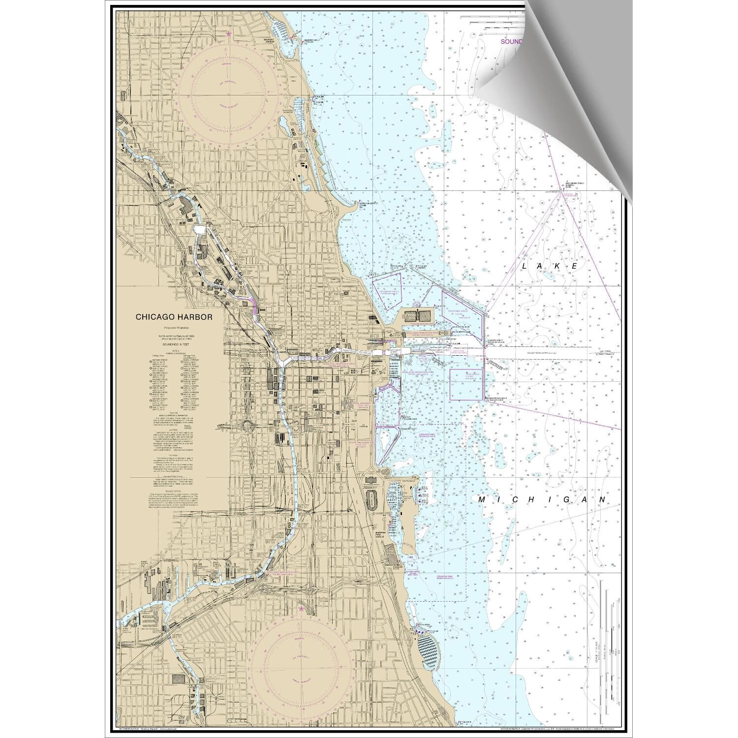 Chicago Harbor Decorative Nautical Chart