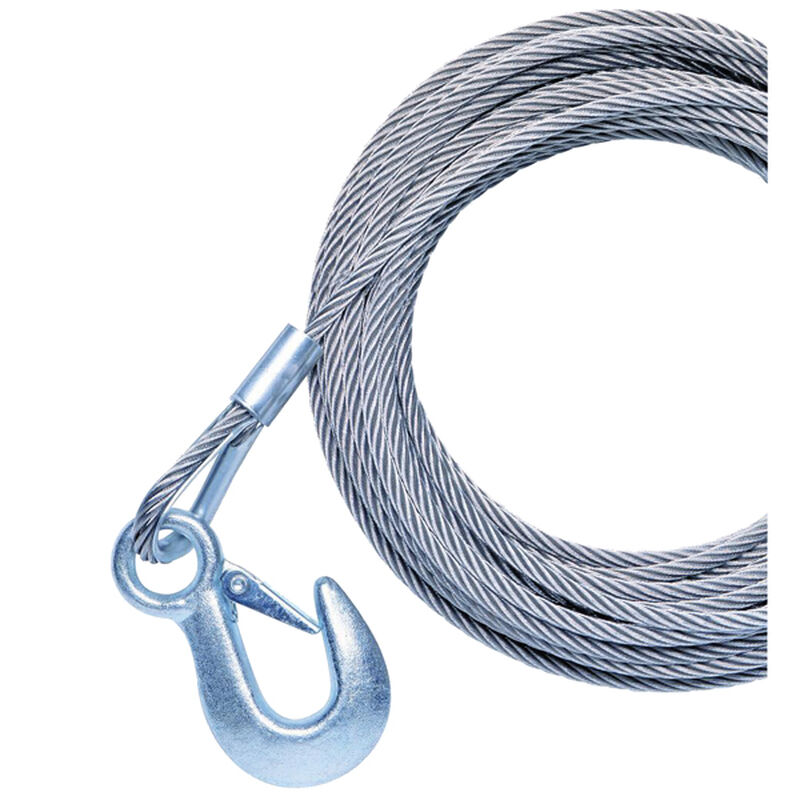Galvanzied Winch Replacment Cable with Hook 20'L x 7/32"dia. Fits P77364/P77400 Winches image number 0