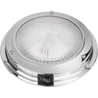 SEAFLO 5" Round LED Dome Light with Stainless Steel Bezel & Rocker Switch - Cool White, 12V