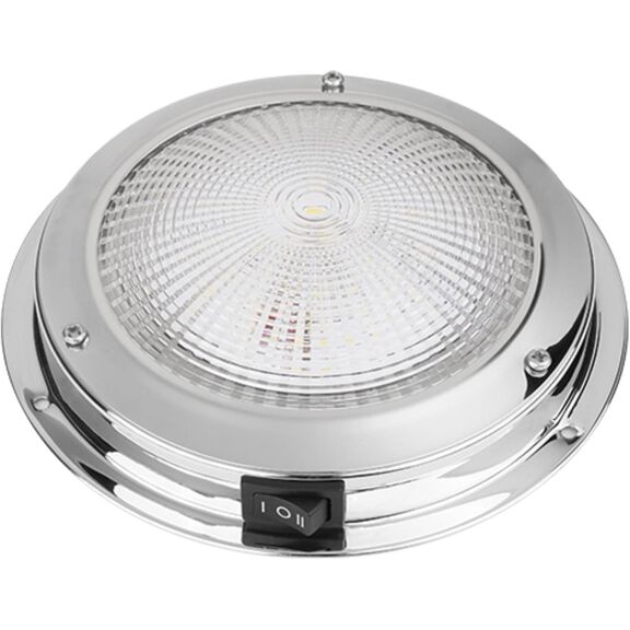 SEAFLO 5" Round LED Dome Light with Stainless Steel Bezel & Rocker Switch - Cool White, 12V image number 0