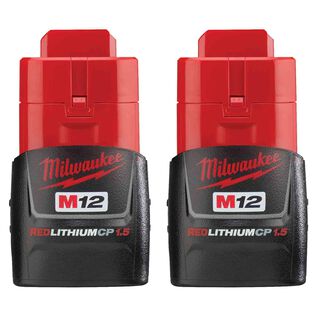 M12&trade; REDLITHIUM&trade; 1.5Ah Compact Battery Pack, 2 Piece