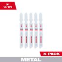 3" 14TPI T-Shank Metal Cutting Bi-Metal Jig Saw Blades, 5 Pack image number 0