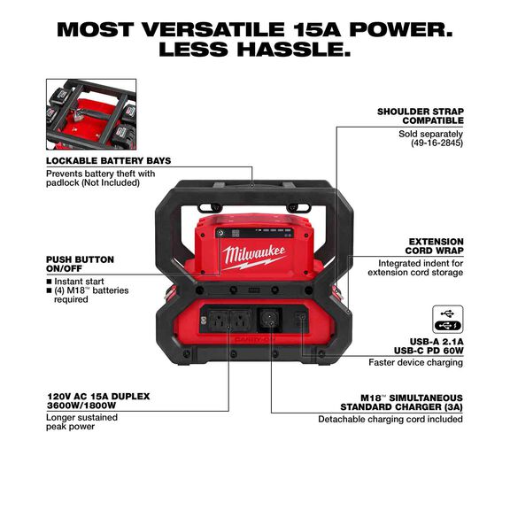 M18&trade; CARRY-ON&trade; 3600W/1800W Power Supply image number 1
