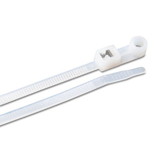 11" White Mounting Self-Cutting Cable Ties, 20-Pack