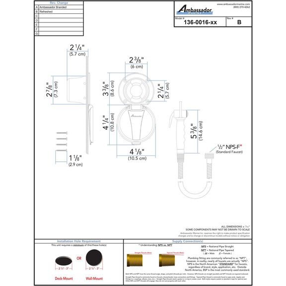 Recessed Shower Chrome Cup & Lid, Hammer-Head Black Sprayer, 6' Stainless Steel Hose image number 3
