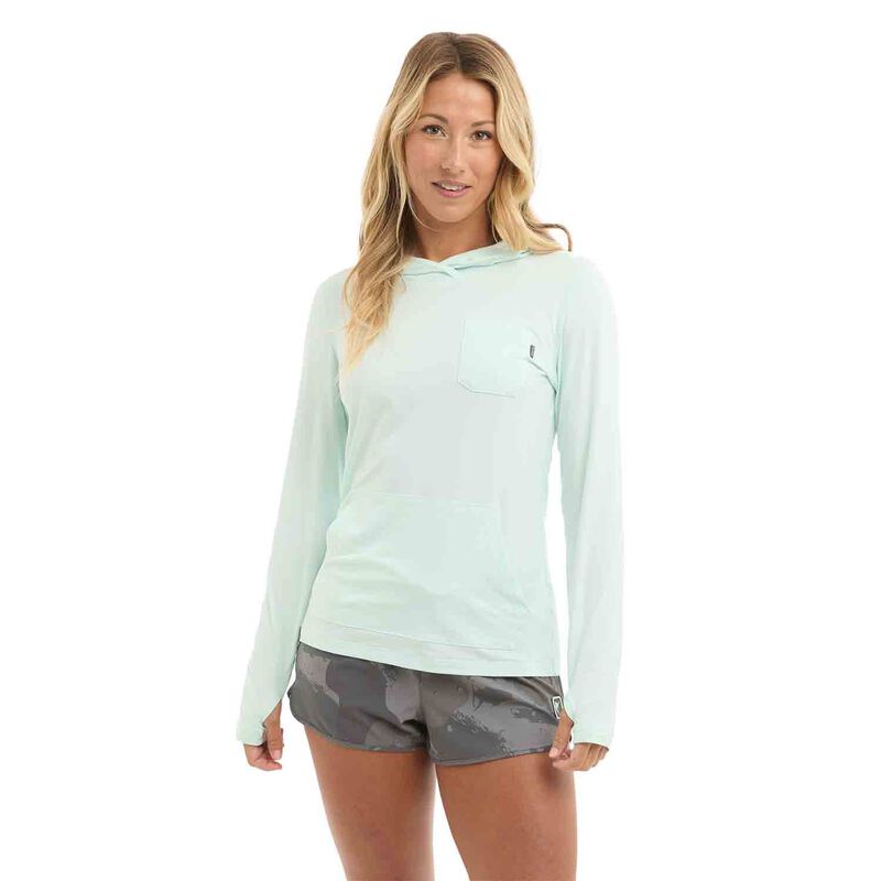 Southern Tide Pelagic Women's Freespool Hooded Shirt, in Sea Foam, Size Large | by West Marine