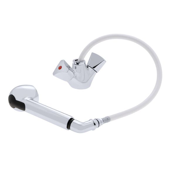 Trinidad Head/Shower Combo Faucet Pull-Out Kitchen Sprayer, 6' White Rubber Hose Chrome/White image number 1