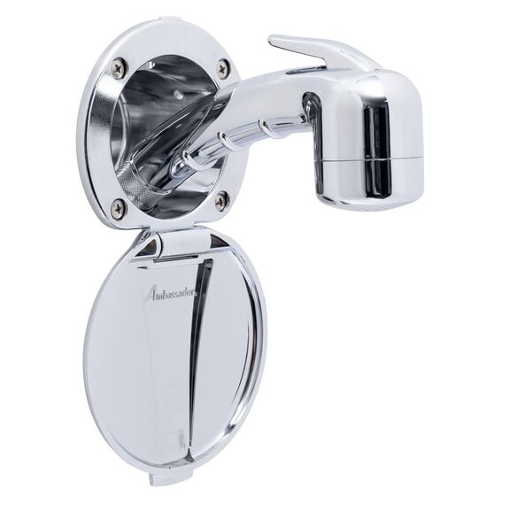 Recessed Shower Chrome Cup & Lid, Small Chrome Sprayer No Hook, 6' Black Rubber Hose image number 0