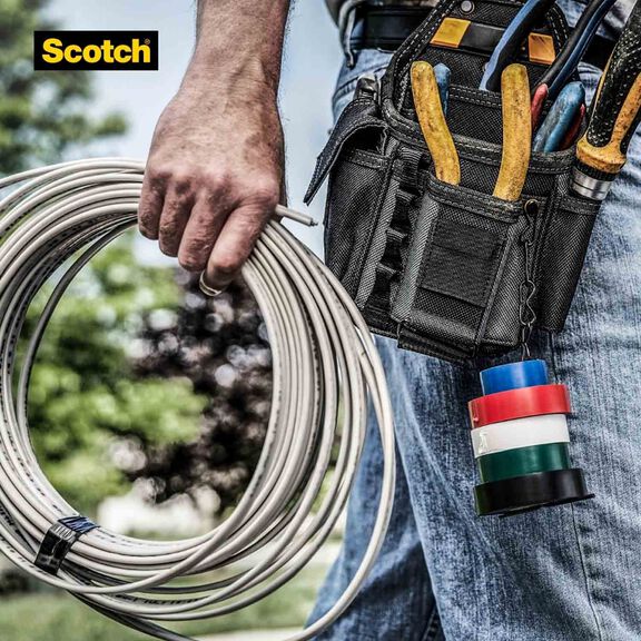 Scotch&reg; Professional Quality Electrical Tape, 5-Pack, 1 of Each Color:  Blue, Green, Red, Yellow, White image number 3