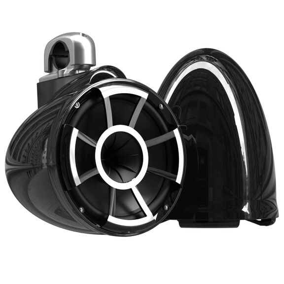 Wet Sounds REV 10 Black V2 Revolution Series 10" Marine Tower Speakers with Silver Aluminum Fixed Clamps (Pair) image number 0