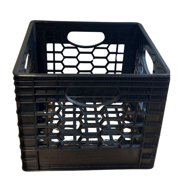 16 Quart Heavy Duty Black Milk Crates for Storage, Organization, 13" x 13" x 11" image number 0