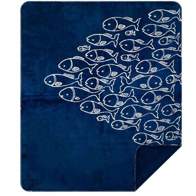 60" x 72" Blue Fins Microplush Blanket