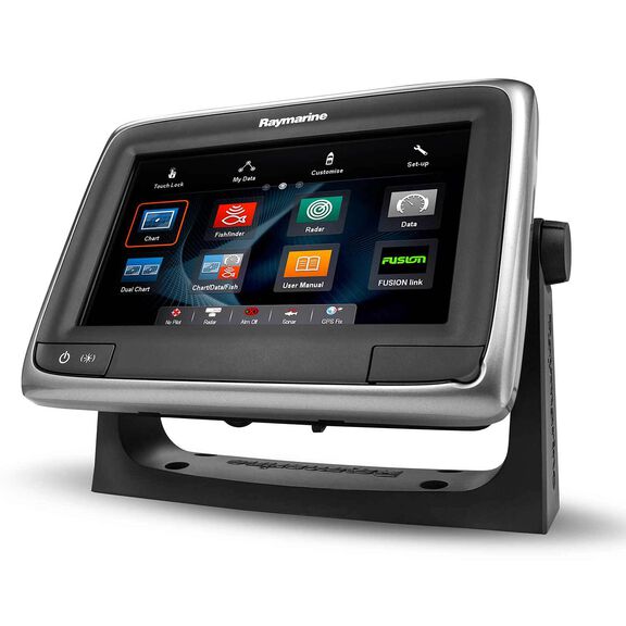 a78 Multi-Function Touchscreen Display with Built-in CHIRP Sonar and CHIRP Downvision&trade;, Wi-Fi and US C-MAP Essentials Charts, CPT-100 Transom Mount Transducer image number 1