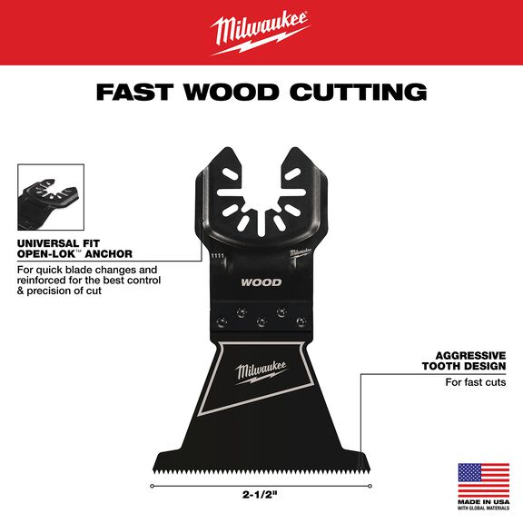 MILWAUKEE&reg; OPEN-LOK&trade; 2-1/2" HCS Wood Multi-Tool Blades, 3 Pack image number 1