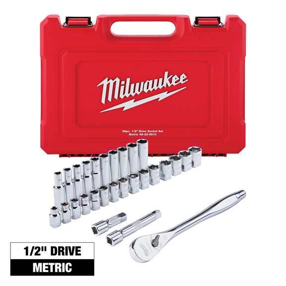 1/2" Socket Wrench Set, Metric, 28 Piece image number 0
