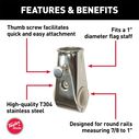 Rail-Mount Flag Pole Socket for 7/8" - 1" Rails image number 2