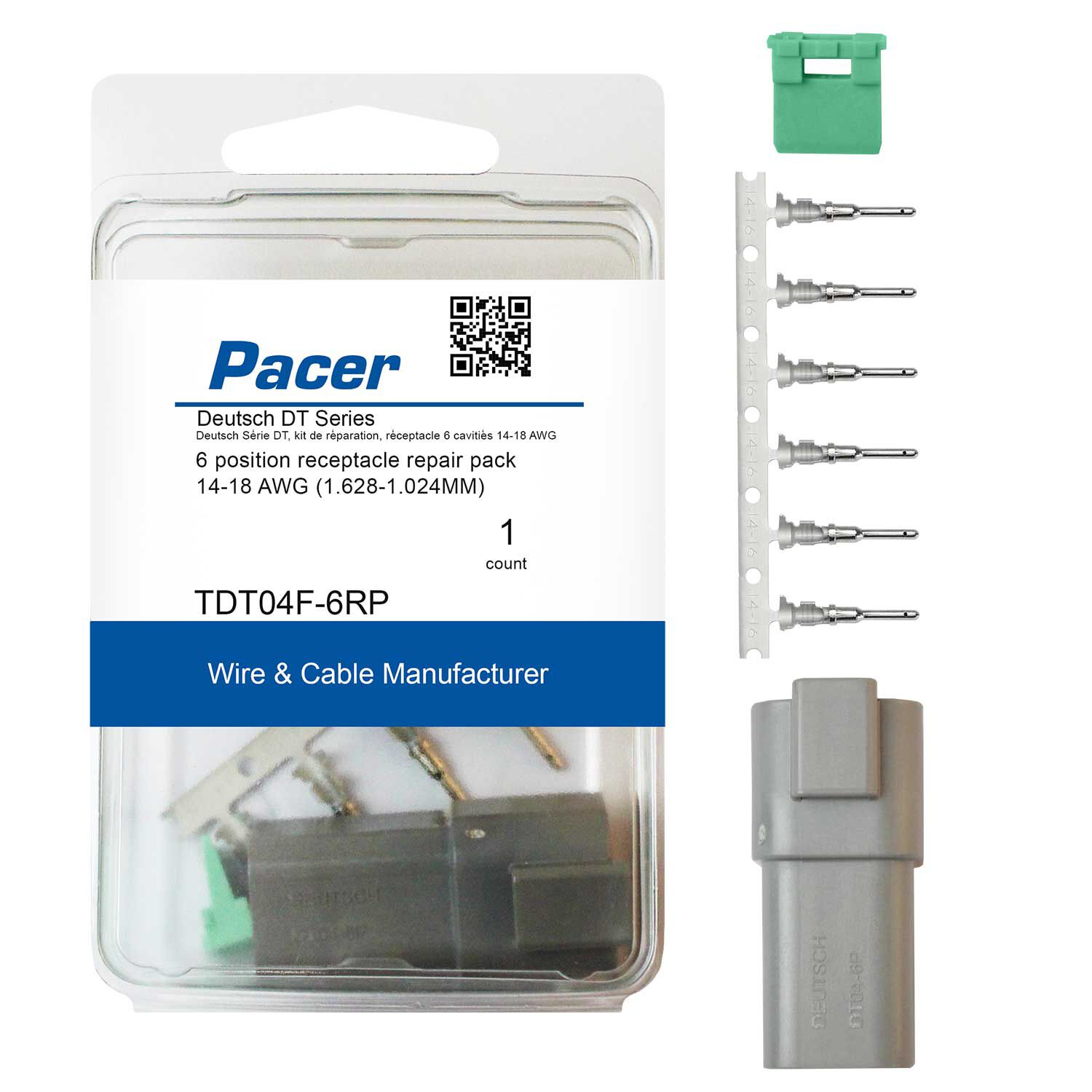 14-18 AWG DT Deutsch Receptacle Repair Kit, 6 Position
