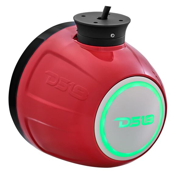 HYDRO 6.5" Short Marine Tower Speakers with Flat and Pole Mount, RGB LED Lights, 300 Watts, Red image number 5