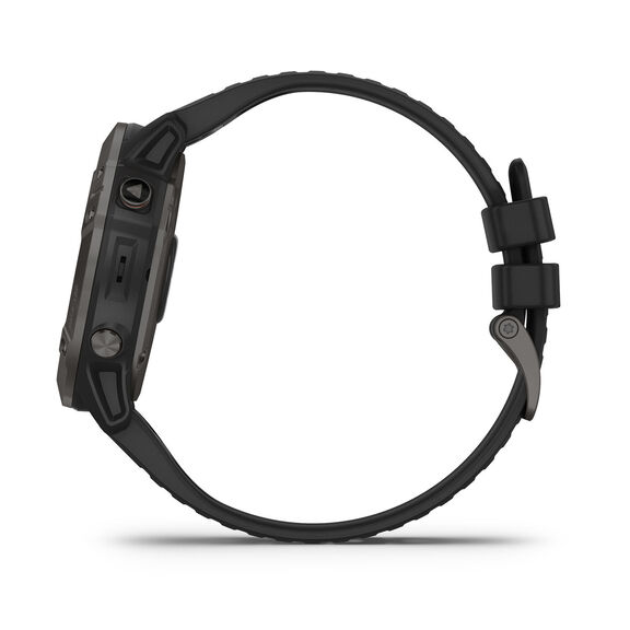 fēnix&reg; 6X PRO Solar GPS Smartwatch Titanium Carbon Gray DLC with Black Band image number 1