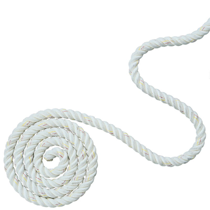 NEW ENGLAND ROPES 3/8 Three-Strand Nylon Dock Line, White, Sold by Foot