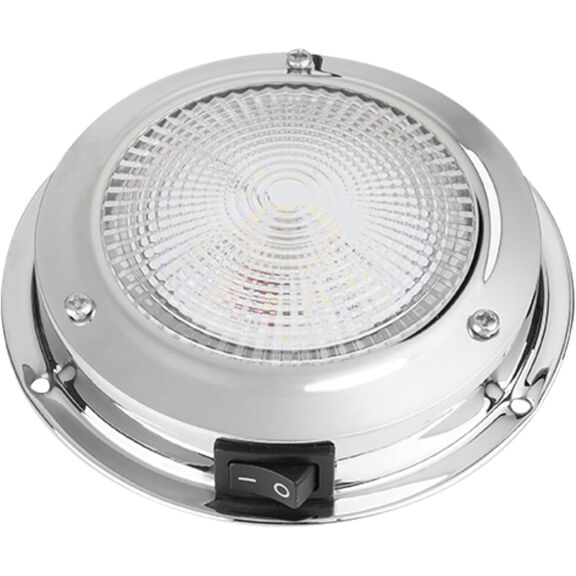 SEAFLO 5" LED Dome Light with White/Red Output & Rocker Switch - Stainless Steel, 12V image number 0