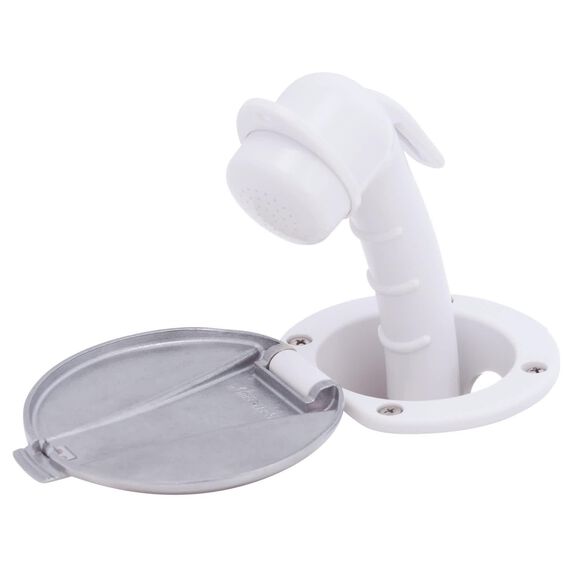 Recessed Shower Arctic White Cup with Stainless Steel Lid, Small Arctic White Sprayer, 6' Stainless Steel Hose image number 2