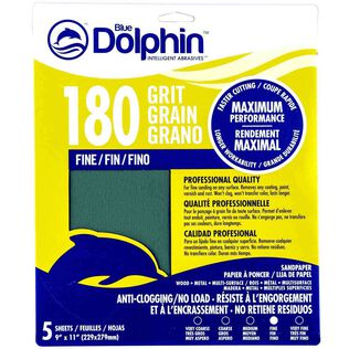 Pro Grade Sandpaper Sheets, 180 Grit, 5-Pack