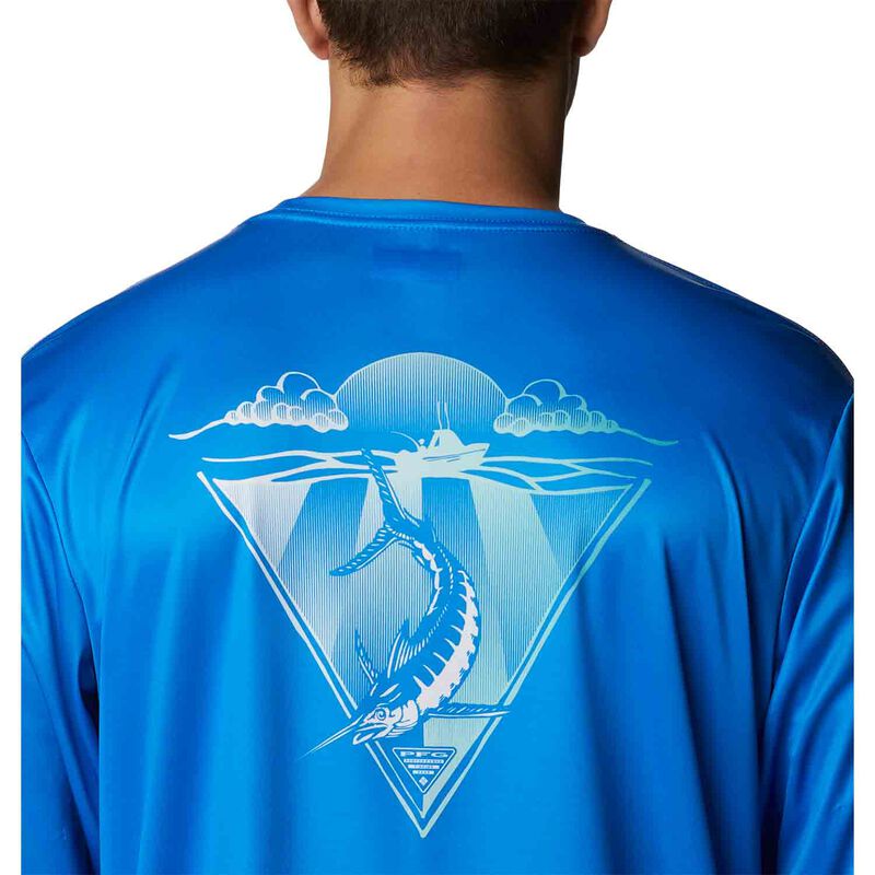 Columbia Men's PFG Terminal Tackle Drag Time Long Sleeve Shirt, XXL, Hyper Blue/White