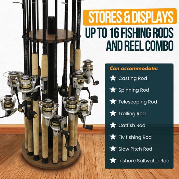 Walnut 16 Round Rod Rack - Steel Post image number 2