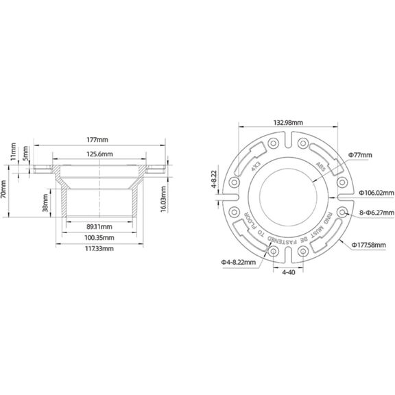 SEAFLO Universal Replacement RV Toilet 3in Floor Flange White image number 3