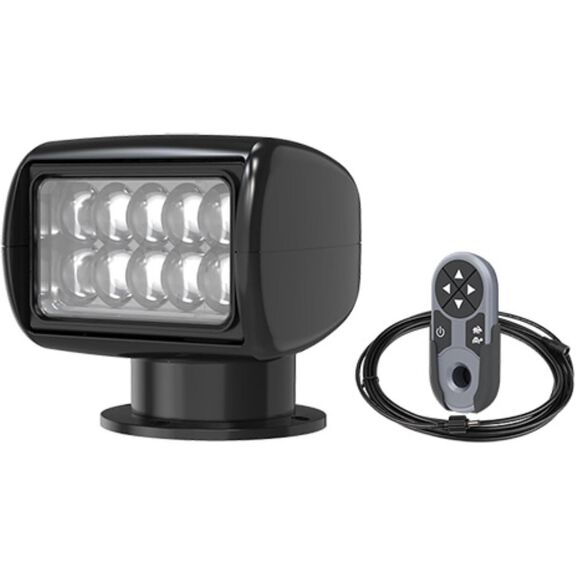 SEAFLO 02 Series Remote Control LED Marine Searchlight, 27W Warm White Black Housing image number 0