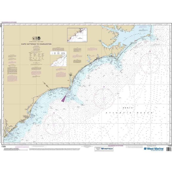 Maptech&reg; NOAA Recreational Waterproof Chart-Cape Hatteras to Charleston, 11520 image number 0