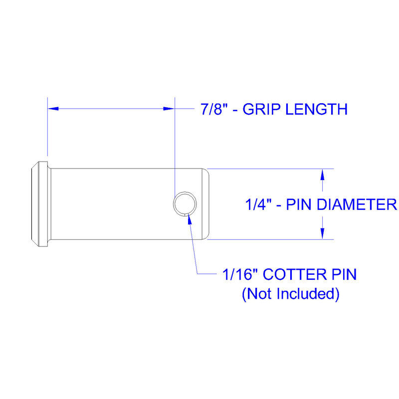 Stainless Steel Clevis Pin, 1/4" Dia. X 7/8" Grip Length image number 1
